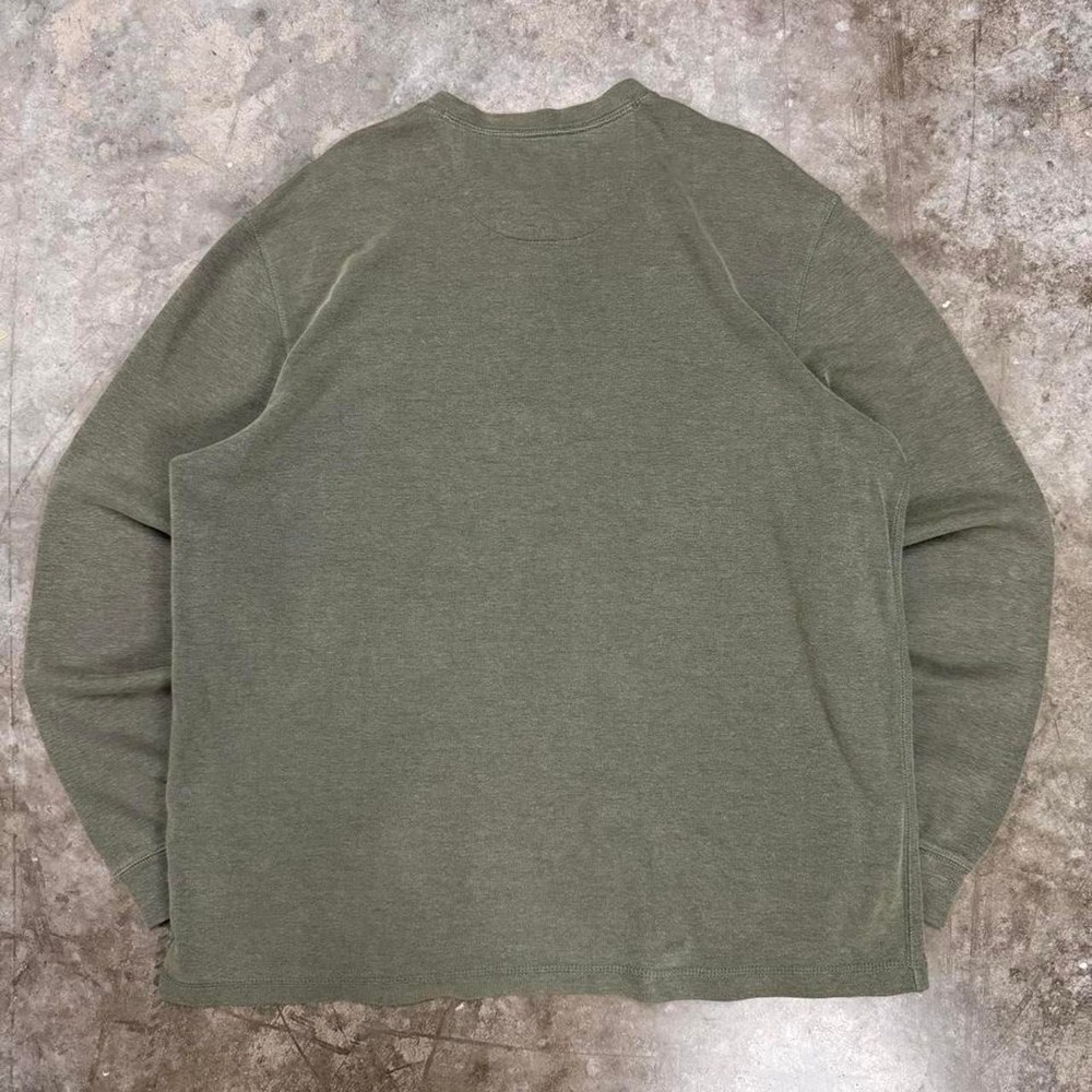 Vintage Chaps Henley Shirt Mens XL Olive Green Long Sleeve Y2K Slub Knit Top - Picture 2 of 3